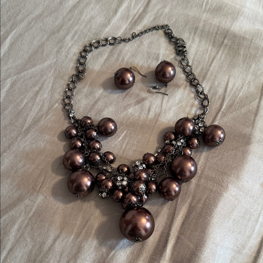 Elegant Pearl Necklace and Earring Set